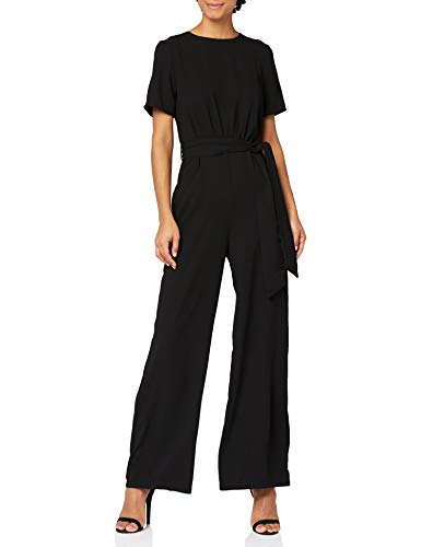 Marca Amazon - find. Short Sleeve Tie Waist Mono Mujer, Negro (Black), 48, Label: 3XL