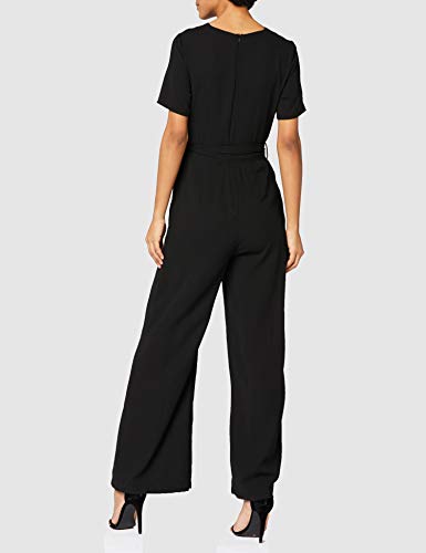 Marca Amazon - find. Short Sleeve Tie Waist Mono Mujer, Negro (Black), 48, Label: 3XL