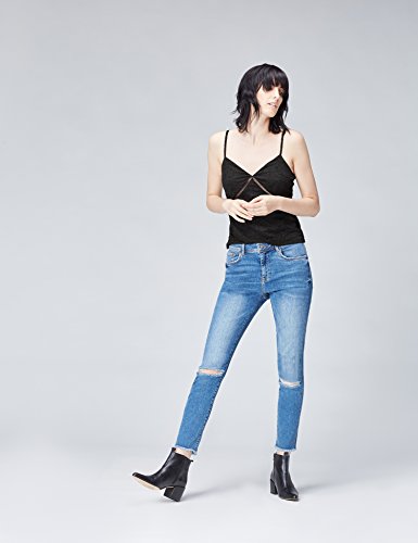 Marca Amazon - find. Top de Encaje de Tirantes para Mujer, Negro (Black), 36, Label: XS