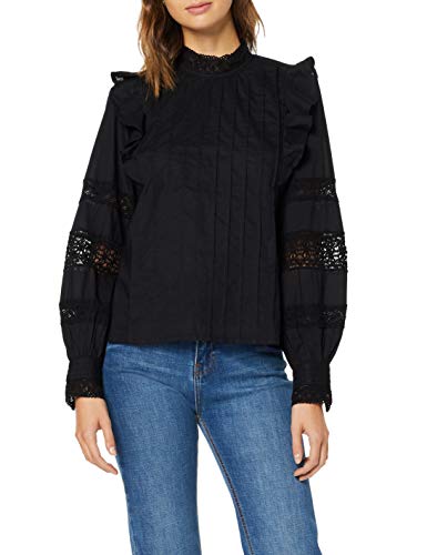 Marca Amazon - find. Top de Encaje Mujer, Negro (Black), 40, Label: M