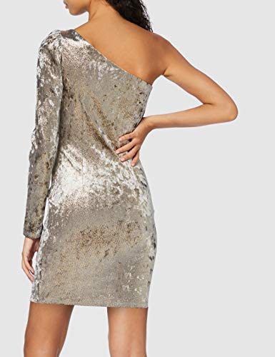 Marca Amazon - find. Vestido con un Hombro al Aire de Terciopelo Mujer, Dorado (Gold), 48, Label: 3XL