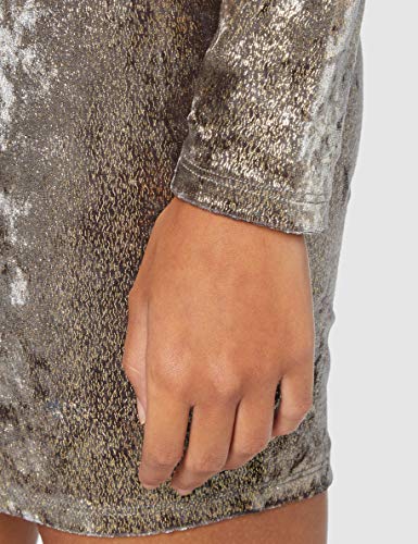 Marca Amazon - find. Vestido con un Hombro al Aire de Terciopelo Mujer, Dorado (Gold), 48, Label: 3XL