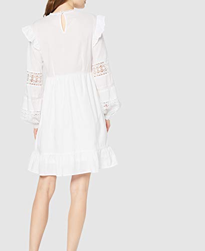 Marca Amazon - find. Vestido con Vuelo Corto de Encaje Mujer, Blanco (White), 38, Label: S