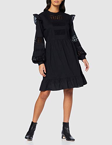 Marca Amazon - find. Vestido con Vuelo Corto de Encaje Mujer, Negro (Black), 42, Label: L