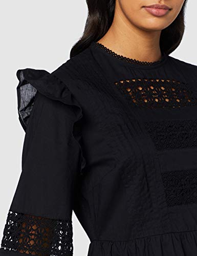 Marca Amazon - find. Vestido con Vuelo Corto de Encaje Mujer, Negro (Black), 42, Label: L