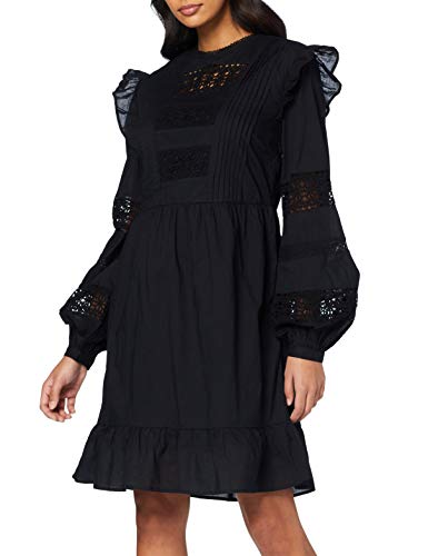 Marca Amazon - find. Vestido con Vuelo Corto de Encaje Mujer, Negro (Black), 42, Label: L