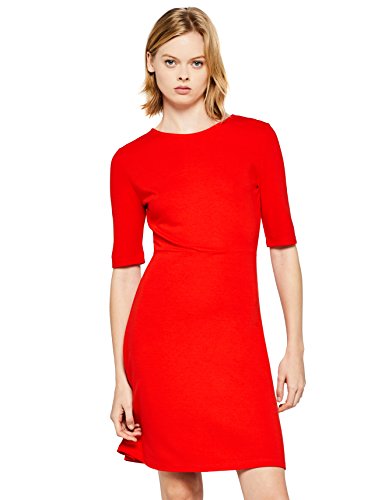 Marca Amazon - find. Vestido Corto con Estampado de Rayas para Mujer, Rosso (Dark Red), 36, Label: XS