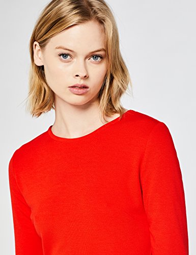 Marca Amazon - find. Vestido Corto con Estampado de Rayas para Mujer, Rosso (Dark Red), 44, Label: XL