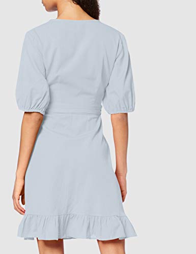 Marca Amazon - find. Vestido Corto Cruzado de Algodón Mujer, Azul (Azul suave), 36, Label: XS