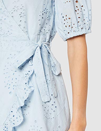 Marca Amazon - find. Vestido Corto Cruzado de Algodón Mujer, Azul (Sky Blue), 48, Label: 3XL