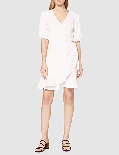 Marca Amazon - find. Vestido Corto Cruzado de Algodón Mujer, Rosa (Rose Pink), 48, Label: 3XL