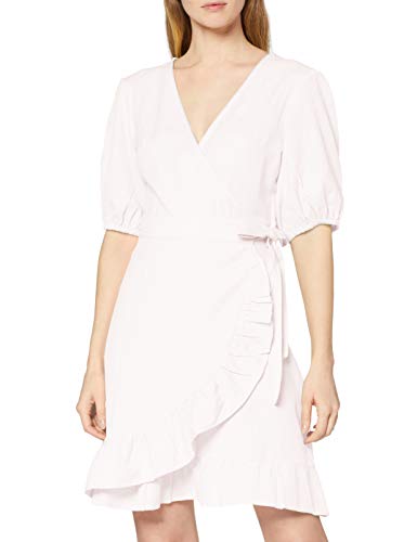 Marca Amazon - find. Vestido Corto Cruzado de Algodón Mujer, Rosa (Rose Pink), 48, Label: 3XL
