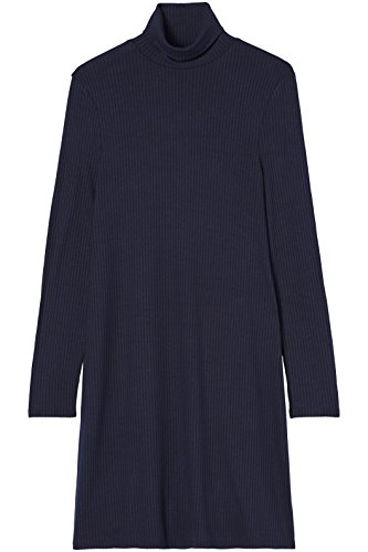 Marca Amazon - find. Vestido de Canalé con Cuello Alto para Mujer, Blau (Blue), 36, Label: XS