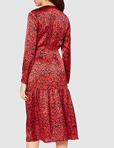 Marca Amazon - find. Vestido de Fiesta Mujer, Rojo (Red Animal Red Animal), 44, Label: XL