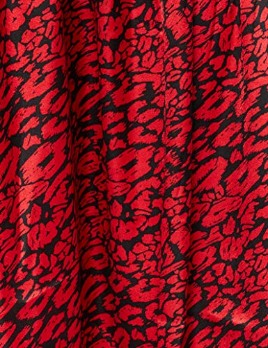 Marca Amazon - find. Vestido de Fiesta Mujer, Rojo (Red Animal Red Animal), 44, Label: XL