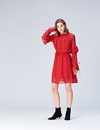 Marca Amazon - find. Vestido de Fiesta para Mujer, Rojo (Rot), 38, Label: S