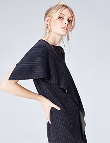 Marca Amazon - find. Vestido de Raya Ejcutiva con Volante para Mujer, Azul (Navy), 38, Label: S