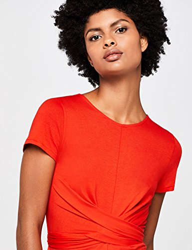 Marca Amazon - find. Vestido Estampado con Cinturón Anudado Mujer, Rojo (Red), 36, Label: XS