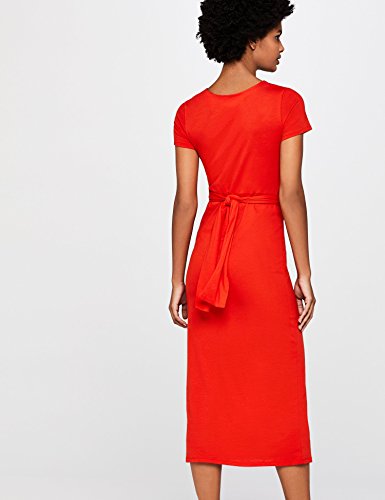 Marca Amazon - find. Vestido Estampado con Cinturón Anudado Mujer, Rojo (Red), 36, Label: XS