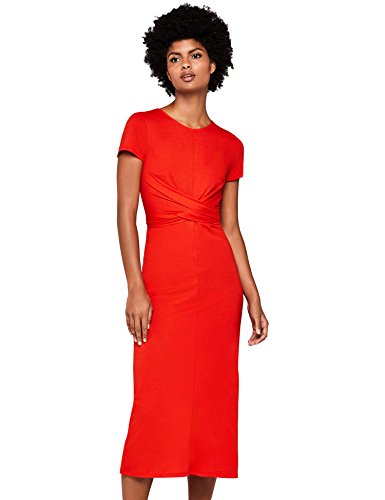 Marca Amazon - find. Vestido Estampado con Cinturón Anudado Mujer, Rojo (Red), 36, Label: XS