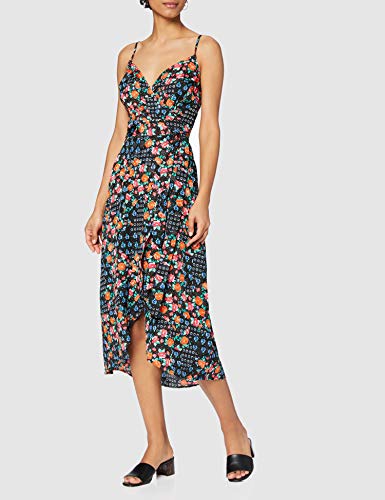 Marca Amazon - find. Vestido Midi Cruzado Mujer, Negro (Black), 44, Label: XL