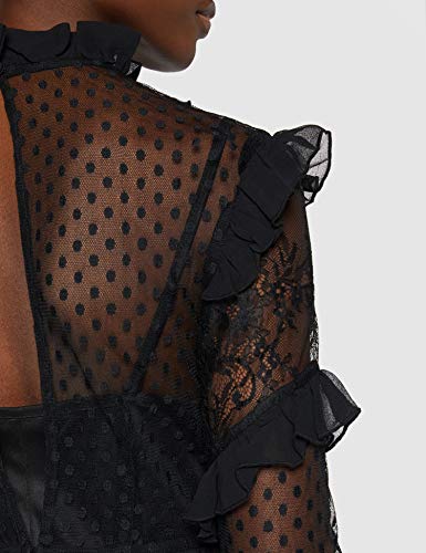 Marca Amazon - find. Vestido Midi de Encaje Mujer, Negro (Black), 38, Label: S