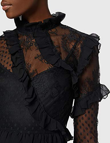Marca Amazon - find. Vestido Midi de Encaje Mujer, Negro (Black), 38, Label: S