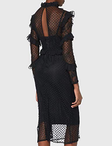 Marca Amazon - find. Vestido Midi de Encaje Mujer, Negro (Black), 38, Label: S