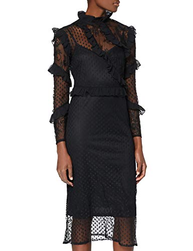Marca Amazon - find. Vestido Midi de Encaje Mujer, Negro (Black), 38, Label: S