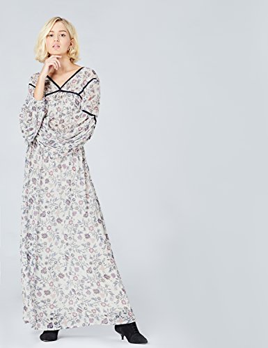 Marca Amazon - find. Vestido Mujer, Multicolor (Ecru), 40, Label: M