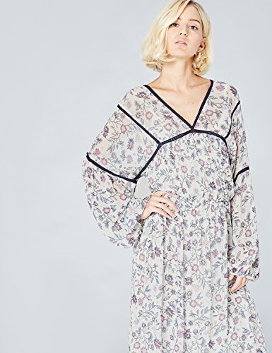 Marca Amazon - find. Vestido Mujer, Multicolor (Ecru), 40, Label: M