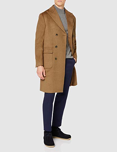 Marca Amazon - find. Wool Mix Double Breasted Smart Abrigo Hombre, Marrón (Camel), M, Label: M