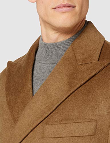 Marca Amazon - find. Wool Mix Double Breasted Smart Abrigo Hombre, Marrón (Camel), M, Label: M