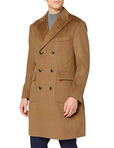 Marca Amazon - find. Wool Mix Double Breasted Smart Abrigo Hombre, Marrón (Camel), M, Label: M
