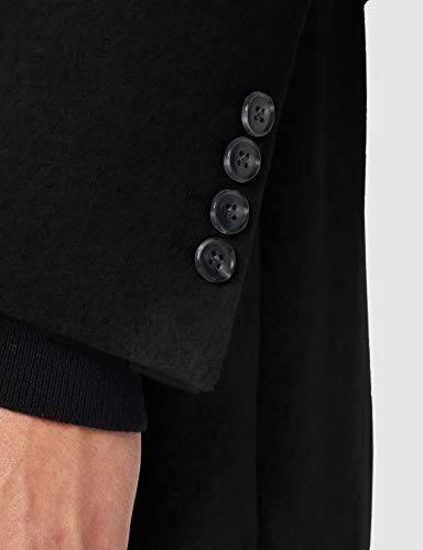 Marca Amazon - find. Wool Mix Double Breasted Smart Abrigo Hombre, Negro (Black), M, Label: M