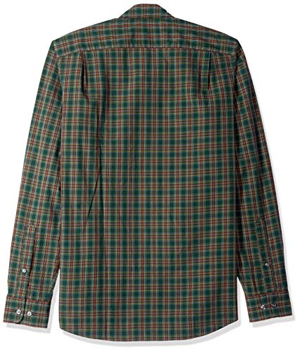Marca Amazon – Goodthreads – Camisa de manga larga de popelín a cuadros de corte entallado para hombre, Verde (green/burgundy plaid), US S (EU S)