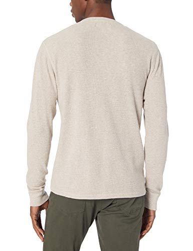 Marca Amazon - Goodthreads - Camiseta térmica flameada de manga larga y cuello Henley para hombre, Beige (heather oatmeal), US L (EU L)