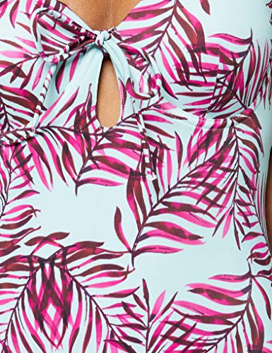 Marca Amazon - IRIS & LILLY Bañador Bandeau Mujer, Multicolor (Palm Print), S, Label: S