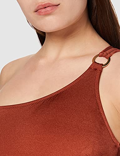 Marca Amazon - IRIS & LILLY Bañador con Aberturas Mujer, Rojo (Sumatra), M, Label: M