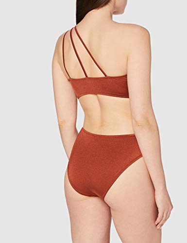 Marca Amazon - IRIS & LILLY Bañador con Aberturas Mujer, Rojo (Sumatra), M, Label: M