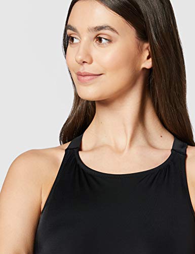 Marca Amazon - IRIS & LILLY Bañador con Espalda Cruzada Mujer, Negro (Black), M, Label: M
