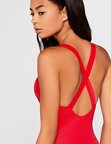 Marca Amazon - IRIS & LILLY Bañador con Espalda Cruzada Mujer, Rojo (Red), M, Label: M