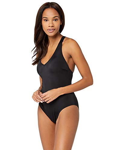 Marca Amazon - IRIS & LILLY Bañador con Espalda de Nadador Mujer, Negro (Nero), XS, Label: XS