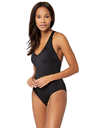 Marca Amazon - IRIS & LILLY Bañador con Espalda de Nadador Mujer, Negro (Nero), XS, Label: XS