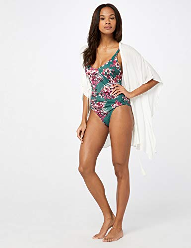 Marca Amazon - IRIS & LILLY Bañador Moldeador Mujer, Multicolor (Tropical Flower Print), M, Label: M