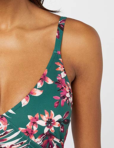 Marca Amazon - IRIS & LILLY Bañador Moldeador Mujer, Multicolor (Tropical Flower Print), XL, Label: XL