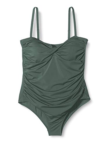 Marca Amazon - IRIS & LILLY, Bañador Moldeador Mujer, Verde (Khaki), M, Label: M