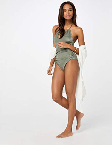 Marca Amazon - IRIS & LILLY Bañador Moldeador Mujer, Verde (Shiny Sagebrush), XL, Label: XL
