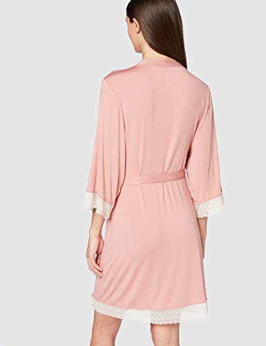 Marca Amazon - Iris & Lilly Bata Larga de Algodón Mujer, Rosa (Rosette), M, Label: M