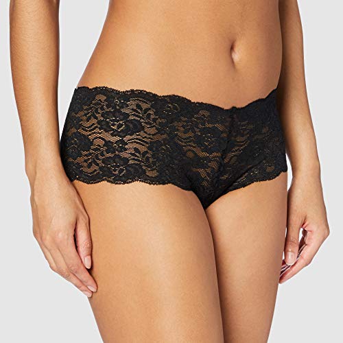 Marca Amazon - IRIS & LILLY Braga Boy Short de Encaje Mujer, Pack de 3, Negro (Black), S, Label: S